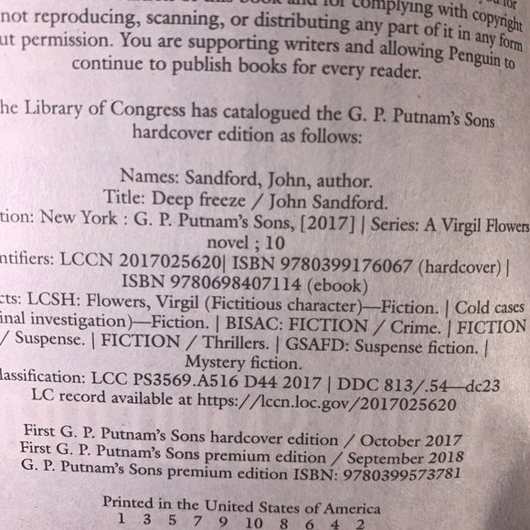 A Virgil Flowers Novel: Deep Freeze by John Sandford ~ Paperback Very Good ~YaY! - Picture 8 of 9